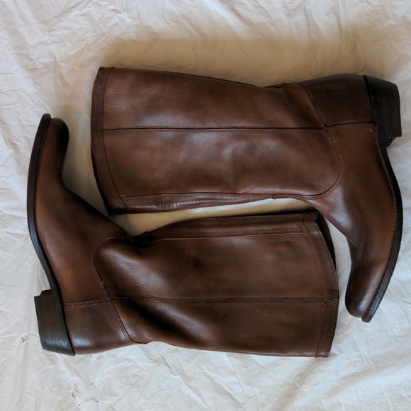 Frye Shoes - Frye 77365 Rider Pull On Boots Brown Leather Moto Cowgirl Size 9.5